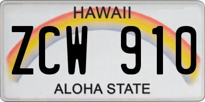HI license plate ZCW910