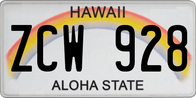 HI license plate ZCW928
