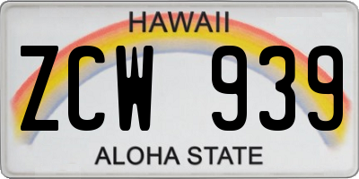 HI license plate ZCW939