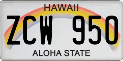 HI license plate ZCW950