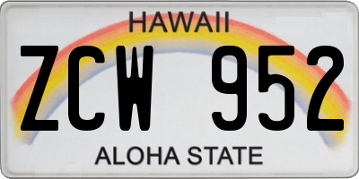 HI license plate ZCW952