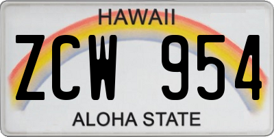 HI license plate ZCW954