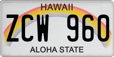 HI license plate ZCW960