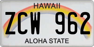 HI license plate ZCW962