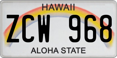 HI license plate ZCW968