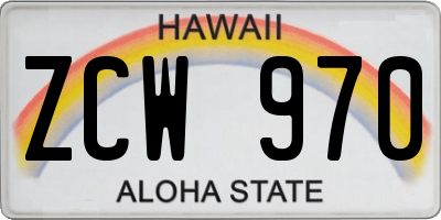 HI license plate ZCW970