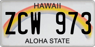 HI license plate ZCW973