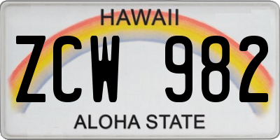 HI license plate ZCW982