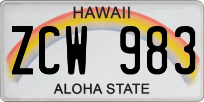 HI license plate ZCW983