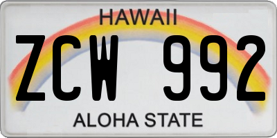 HI license plate ZCW992