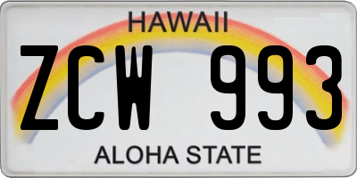 HI license plate ZCW993