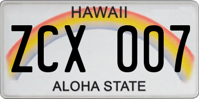 HI license plate ZCX007