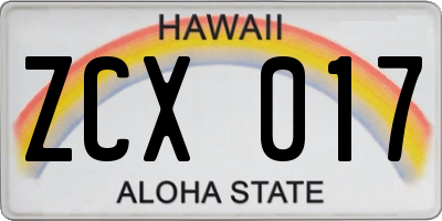 HI license plate ZCX017