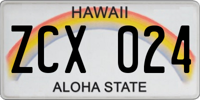 HI license plate ZCX024