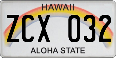HI license plate ZCX032