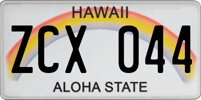 HI license plate ZCX044
