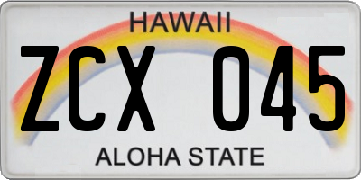 HI license plate ZCX045