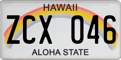 HI license plate ZCX046