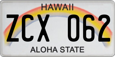 HI license plate ZCX062