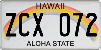HI license plate ZCX072