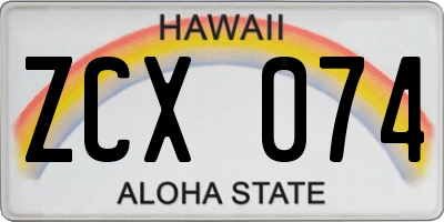 HI license plate ZCX074