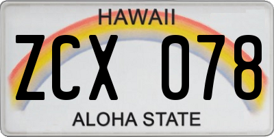HI license plate ZCX078