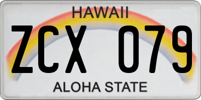 HI license plate ZCX079