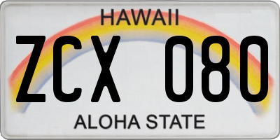 HI license plate ZCX080