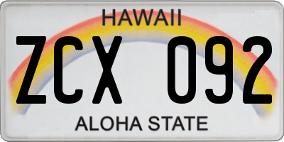 HI license plate ZCX092