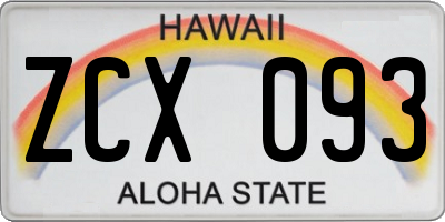 HI license plate ZCX093