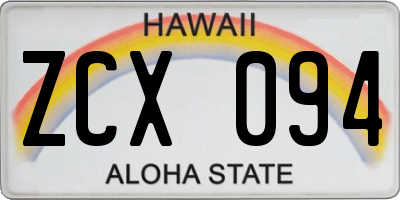 HI license plate ZCX094