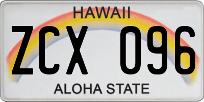 HI license plate ZCX096