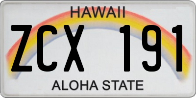 HI license plate ZCX191