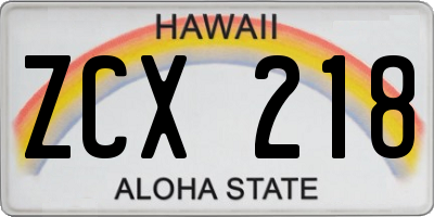 HI license plate ZCX218