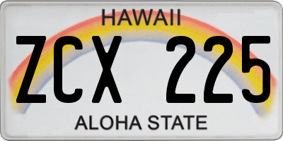 HI license plate ZCX225