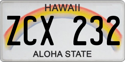 HI license plate ZCX232