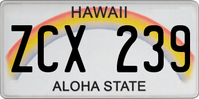 HI license plate ZCX239