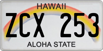 HI license plate ZCX253