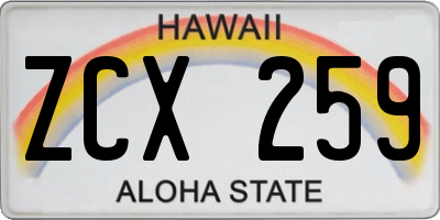 HI license plate ZCX259