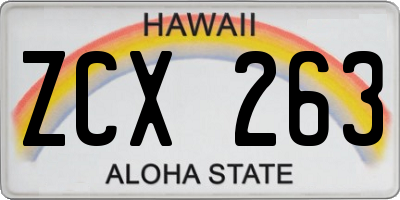 HI license plate ZCX263