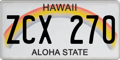 HI license plate ZCX270