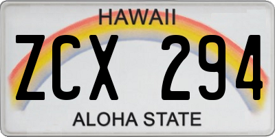 HI license plate ZCX294