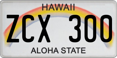 HI license plate ZCX300