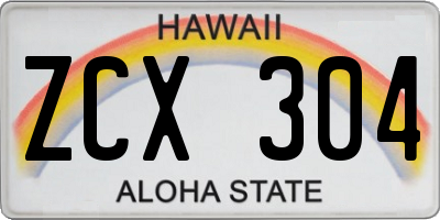 HI license plate ZCX304