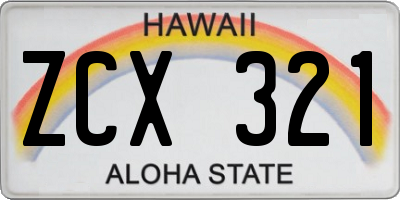 HI license plate ZCX321