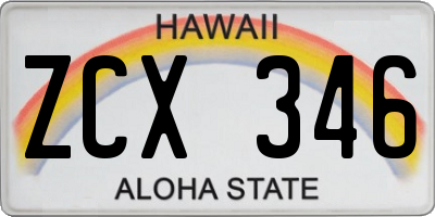 HI license plate ZCX346