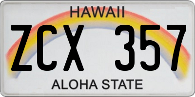 HI license plate ZCX357
