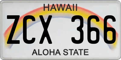 HI license plate ZCX366