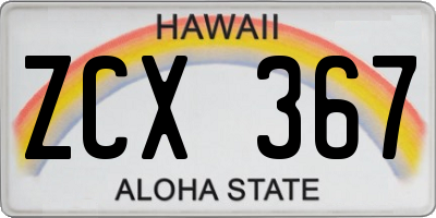 HI license plate ZCX367