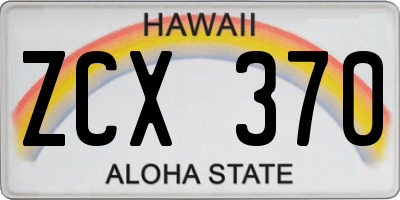 HI license plate ZCX370